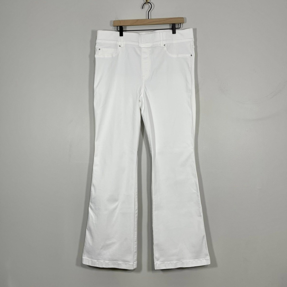 Spanx Flare Leg Jeans 2X Tall White‎ Denim Pull On High Waist Stretchy 20349R